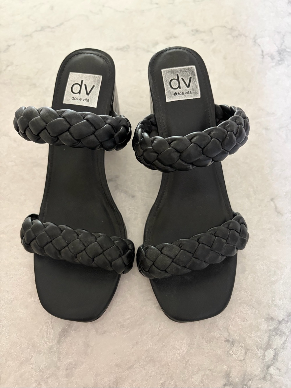 NWOT/Dolce Vita Natie Heeled Braided Woven Sandal in Black/ SZ 8